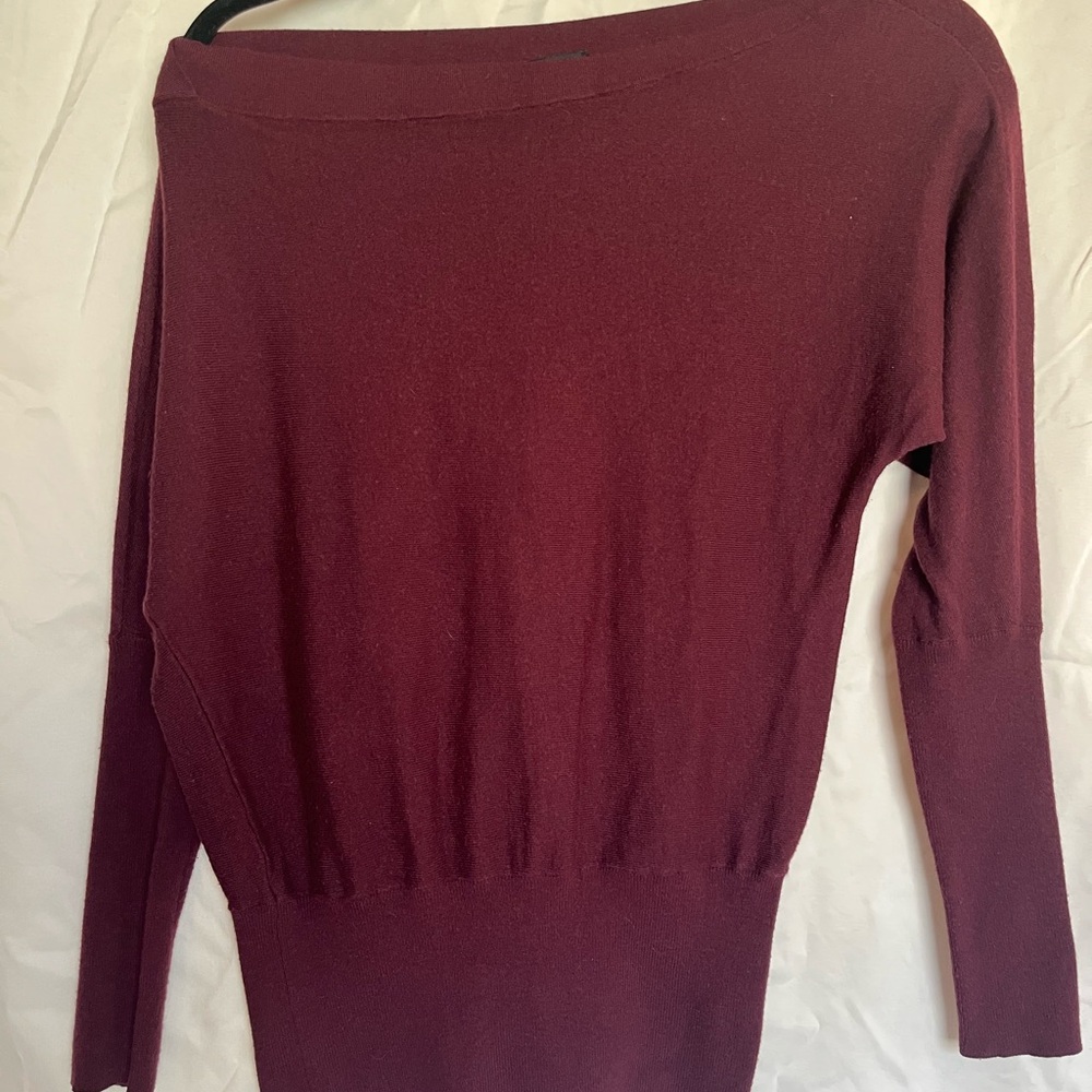 White House Black Market Off-the-Shoulder Burgundy Sweater